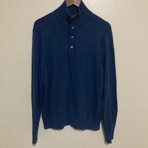 Banana Republic Sweater Men's Medium Blue Italian Yarn 4 Button Pullover Wool